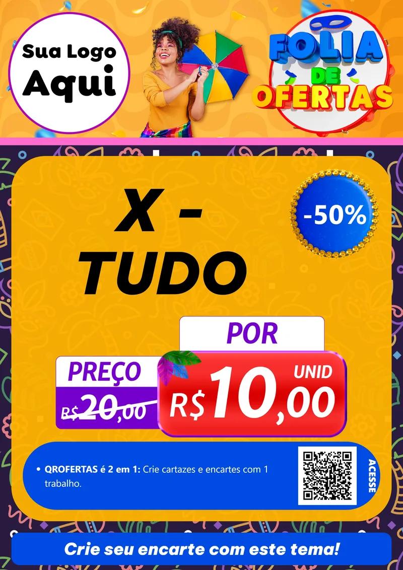 Modelo de Cartaz para Cartaz A4 Vertical com o tema Folia de Ofertas para Hamburgueria