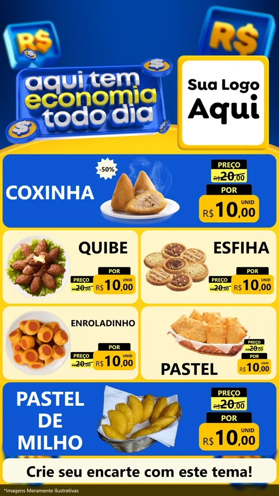 Modelo de TV para TV Vertical com o tema Aqui Tem Economia Todo Dia para Salgadaria