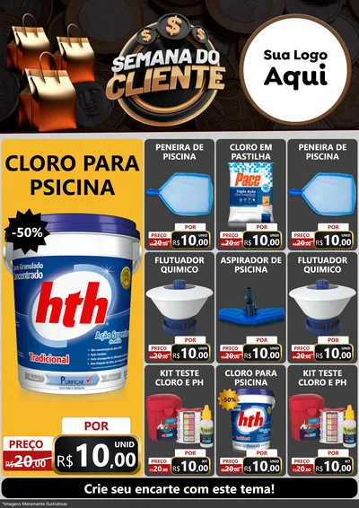 Modelo de Encarte para Encarte A4 Vertical com o tema Semana do Cliente para Produtos para Piscina