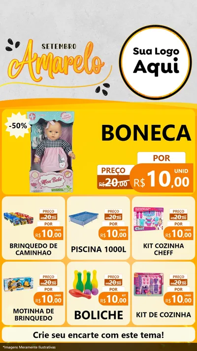 Modelo de Rede Social para Stories com o tema Setembro Amarelo para Brinquedos