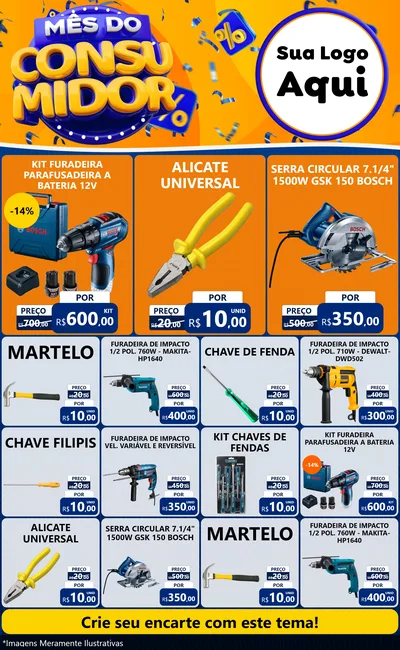 Modelo de Encarte para Encarte Grande com o tema Mês do Consumidor para Maquinas e Ferramentas