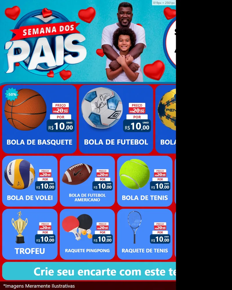 Modelo de Rede Social para Feed Instagram com o tema Semana Dos Pais para Artigos Esportivos