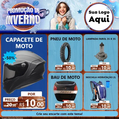 Modelo de Rede Social para Feed Facebook com o tema Promoção de Inverno para Moto peças