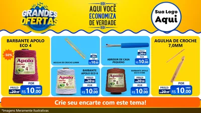 Modelo de TV para TV Horizontal com o tema Grandes Ofertas para Armarinho e Aviamentos