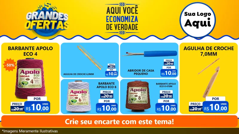 Modelo de TV para TV Horizontal com o tema Grandes Ofertas para Armarinho e Aviamentos