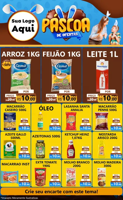 Modelo de Encarte para Encarte Grande com o tema Páscoa de Ofertas para Supermercado
