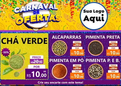Modelo de Encarte para Encarte A4 Horizontal com o tema Carnaval de Ofertas para Produtos Naturais