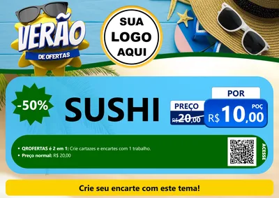 Modelo de Cartaz para Cartaz A4 Horizontal com o tema Verão de Ofertas para Comida japonesa