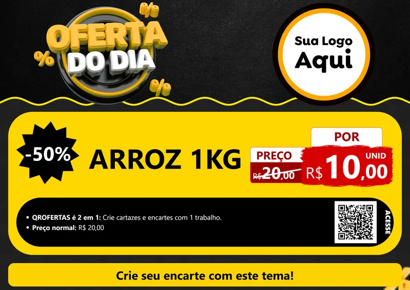 Modelo de Cartaz para Cartaz A4 Horizontal com o tema Oferta Do Dia para Supermercado