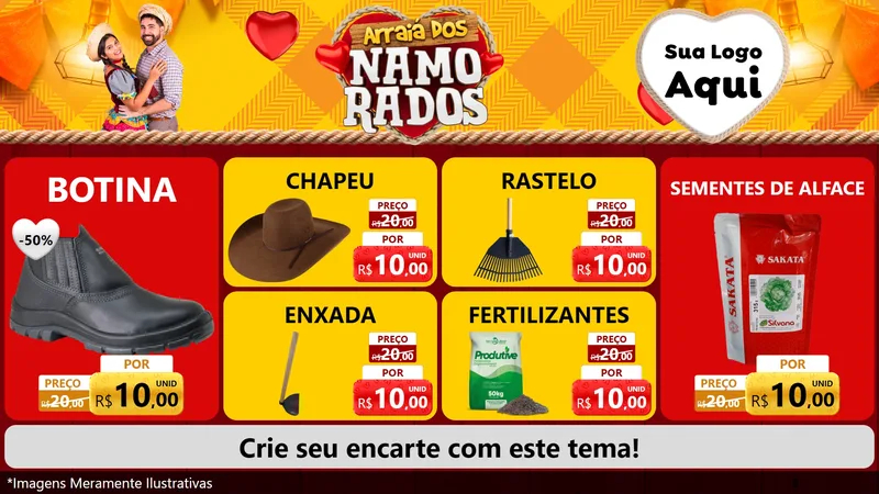 Modelo de TV para TV Horizontal com o tema Arraiá dos Namorados para Agropecuária