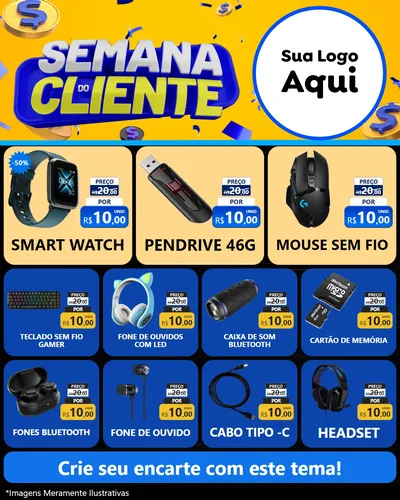 Modelo de Rede Social para Feed Instagram com o tema Semana do Cliente para Informática