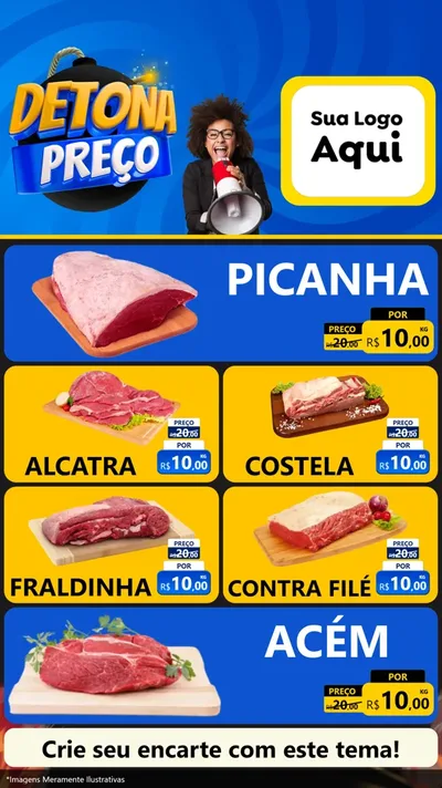 Modelo de TV para TV Vertical com o tema Detona Preços para Açougue