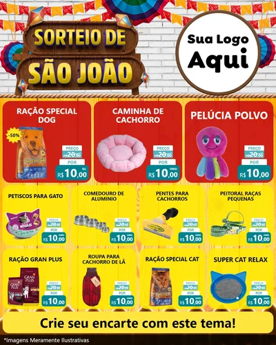 Modelo de Rede Social para Feed Instagram com o tema Sorteio de São João para Pet Shop