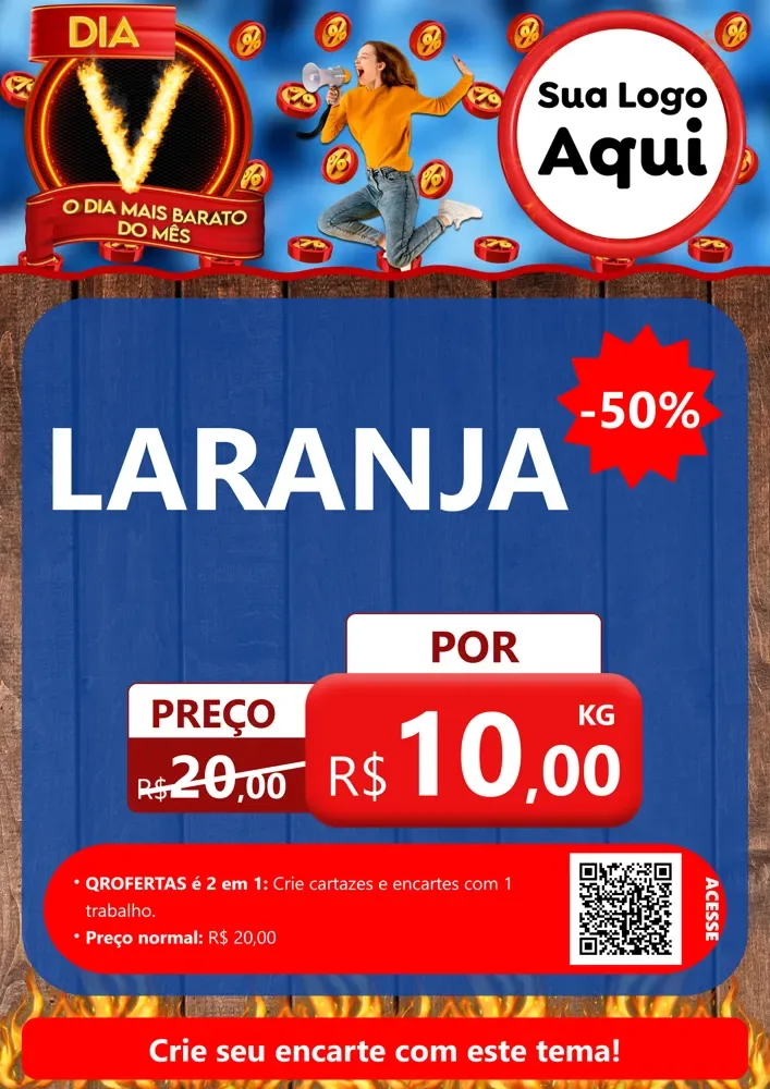 Modelo de Cartaz para Cartaz A4 Vertical com o tema Dia V - O Dia Mais Barato Do Mês para Hortifrúti