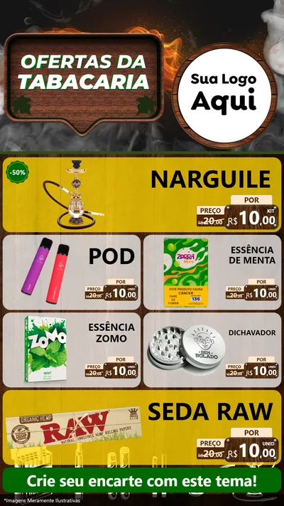 Modelo de TV para TV Vertical com o tema Ofertas da Tabacaria para Tabacaria