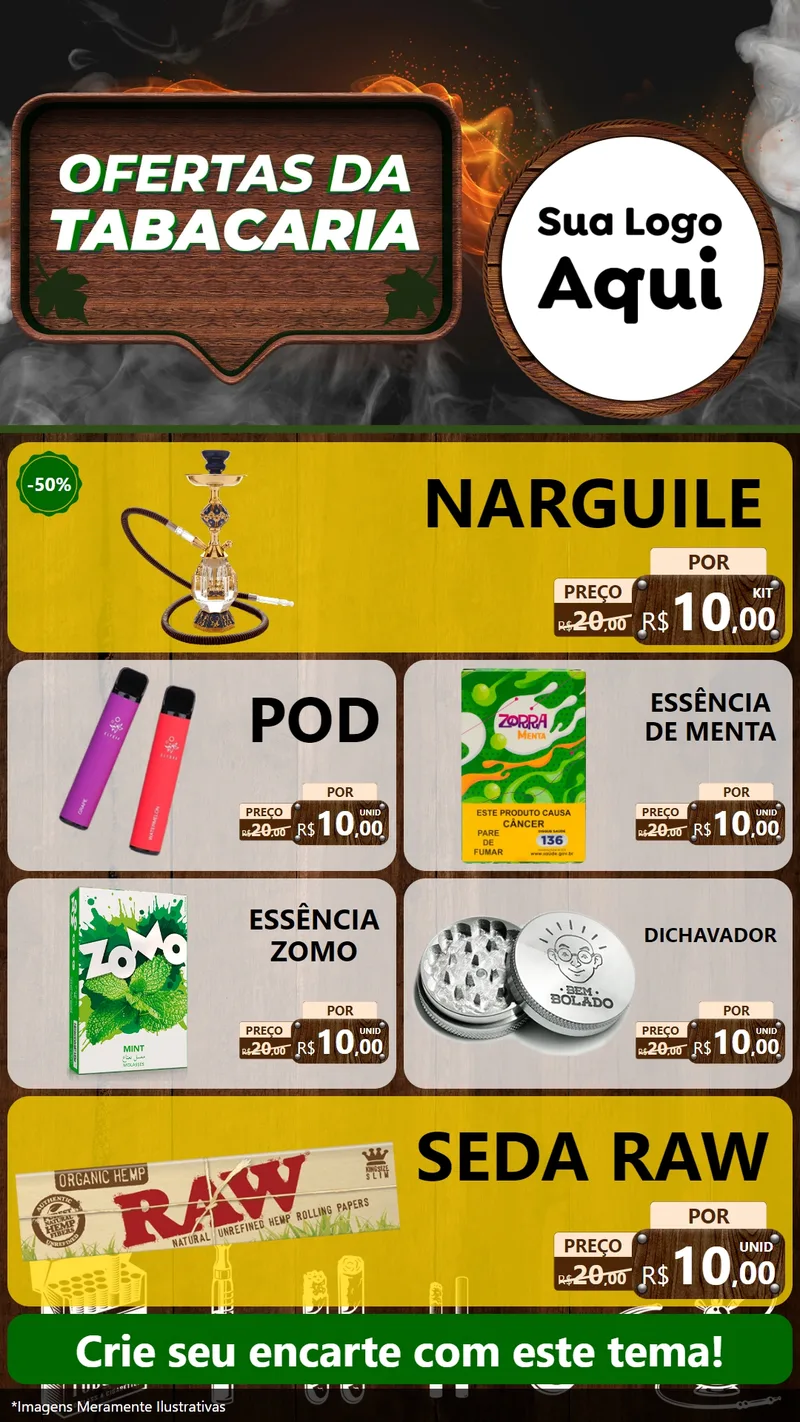 Modelo de TV para TV Vertical com o tema Ofertas da Tabacaria para Tabacaria