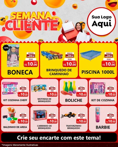 Modelo de Rede Social para Feed Instagram com o tema Semana do Cliente para Brinquedos