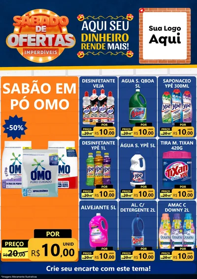 Modelo de Encarte para Encarte A4 Vertical com o tema Sábado de Ofertas Imperdíveis para Produtos de Limpeza