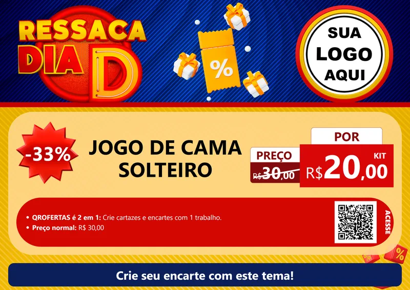 Modelo de Cartaz para Cartaz A4 Horizontal com o tema Ressaca Dia D para Cama, Mesa e Banho