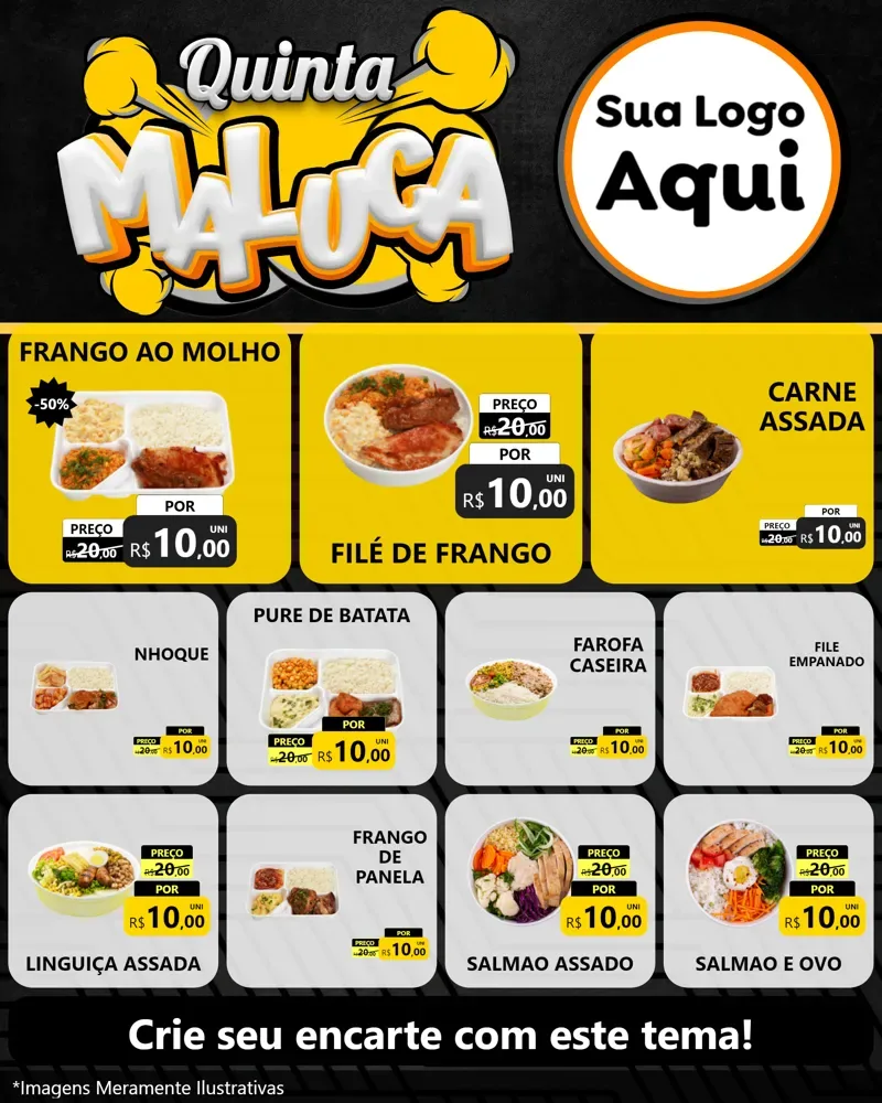 Modelo de Rede Social para Feed Instagram com o tema Quinta Maluca para Restaurante