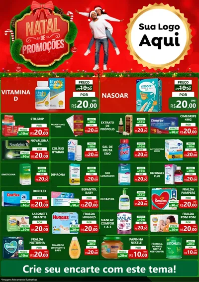 Modelo de Encarte para Encarte A4 Vertical com o tema Natal de Promoções para Farmácia