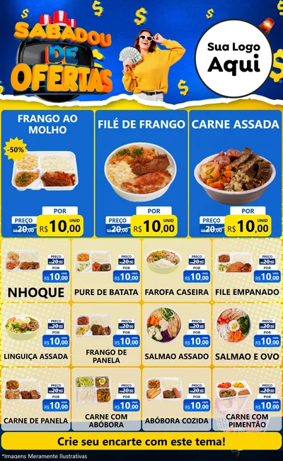 Modelo de Encarte para Encarte Grande com o tema Sabadou de Ofertas para Restaurante