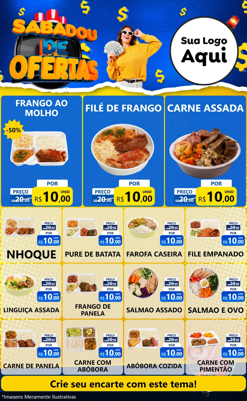 Modelo de Encarte para Encarte Grande com o tema Sabadou de Ofertas para Restaurante