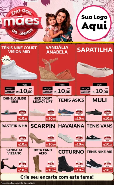 Modelo de Encarte para Encarte Grande com o tema Dia Das Mães De Ofertas para Calçados