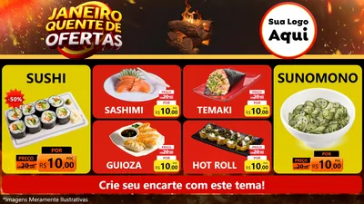 Modelo de TV para TV Horizontal com o tema Janeiro Quente de Ofertas para Comida japonesa