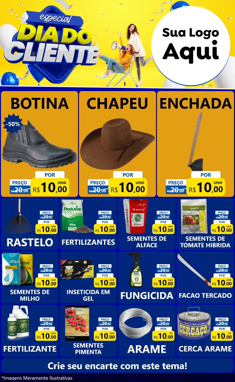 Modelo de Encarte para Encarte Grande com o tema Especial Dia do Cliente para Agropecuária