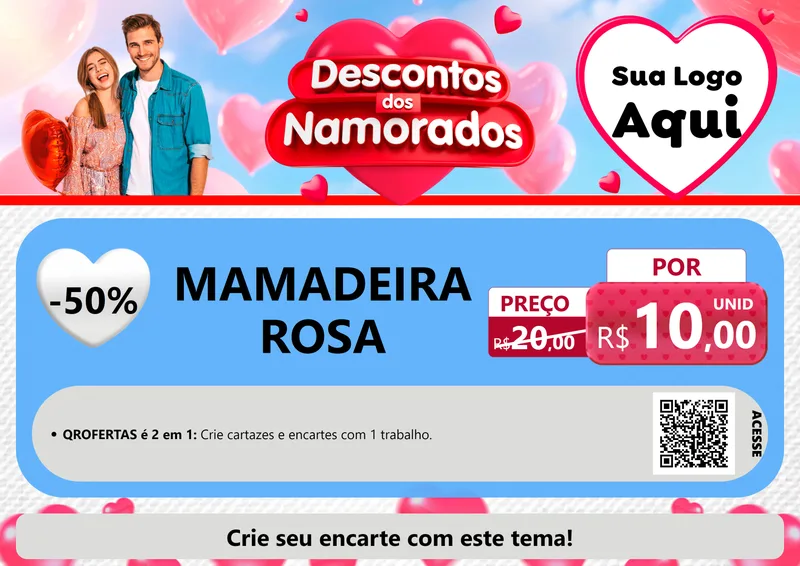 Modelo de Cartaz para Cartaz A4 Horizontal com o tema Descontos dos Namorados para Bebês