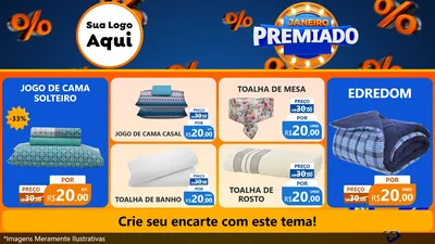 Modelo de TV para TV Horizontal com o tema Janeiro Premiado para Cama, Mesa e Banho