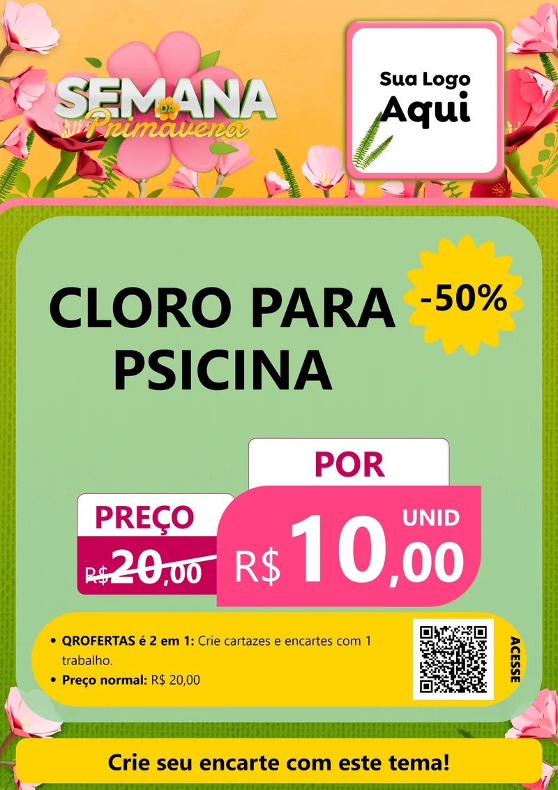 Modelo de Cartaz para Cartaz A4 Vertical com o tema Semana da Primavera para Produtos para Piscina