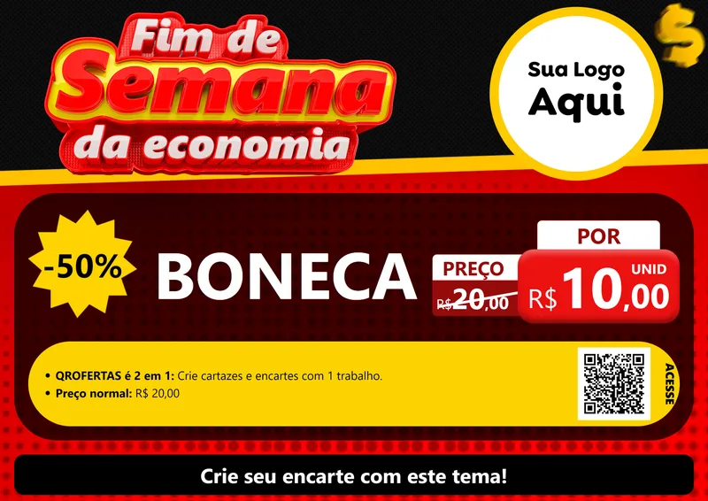 Modelo de Cartaz para Cartaz A4 Horizontal com o tema Fim de Semana da Economia para Brinquedos