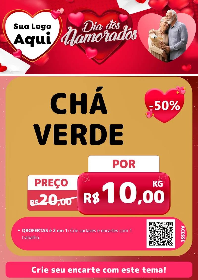 Modelo de Cartaz para Cartaz A4 Vertical com o tema Dia Dos Namorados para Produtos Naturais