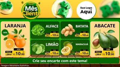 Modelo de TV para TV Horizontal com o tema Especial Mês do Cliente para Hortifrúti