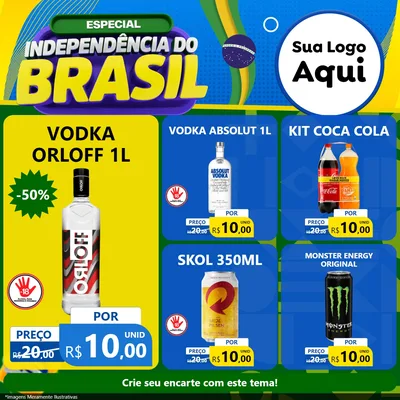 Modelo de Rede Social para Feed Facebook com o tema Especial Independência do Brasil para Distribuidora de bebidas