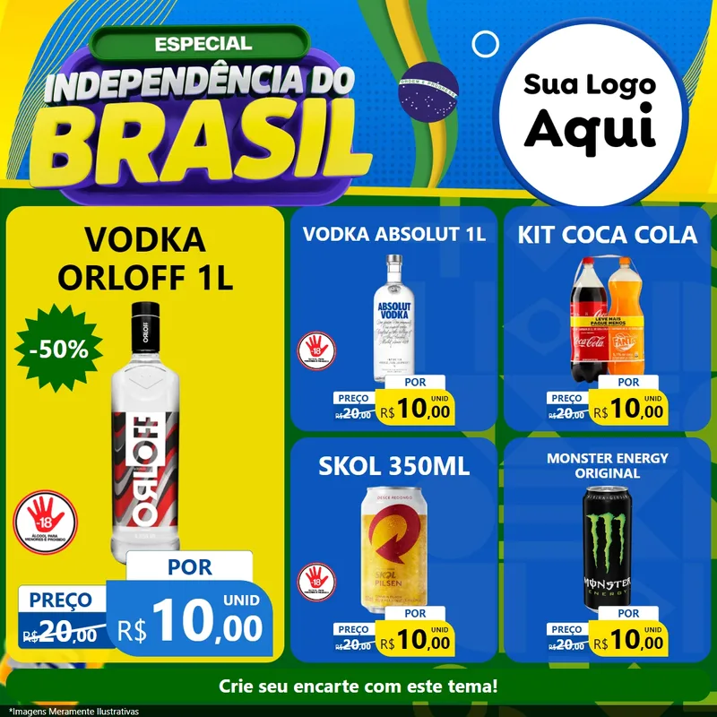 Modelo de Rede Social para Feed Facebook com o tema Especial Independência do Brasil para Distribuidora de bebidas