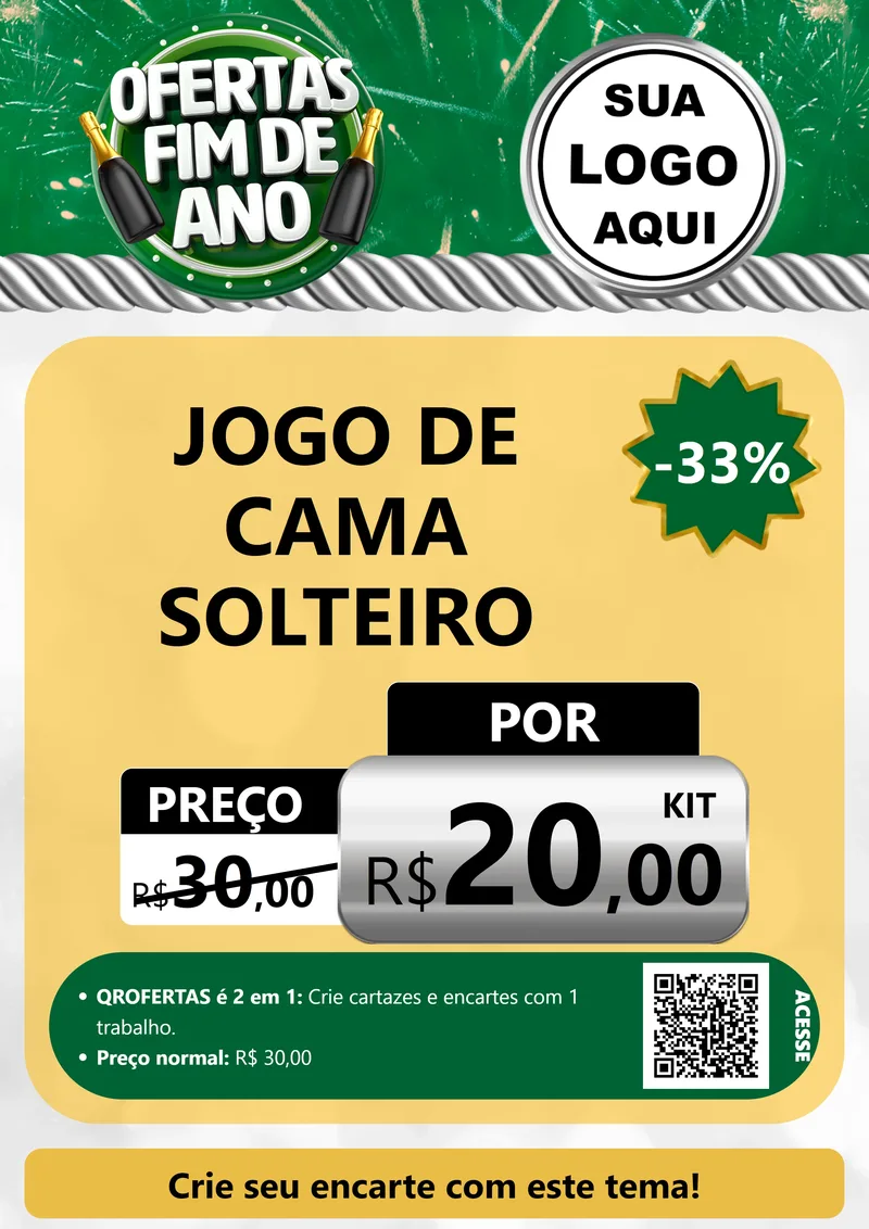 Modelo de Cartaz para Cartaz A4 Vertical com o tema Ofertas Fim de Ano para Cama, Mesa e Banho
