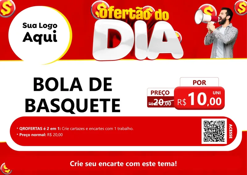 Modelo de Cartaz para Cartaz A4 Horizontal com o tema Ofertão do dia para Artigos Esportivos