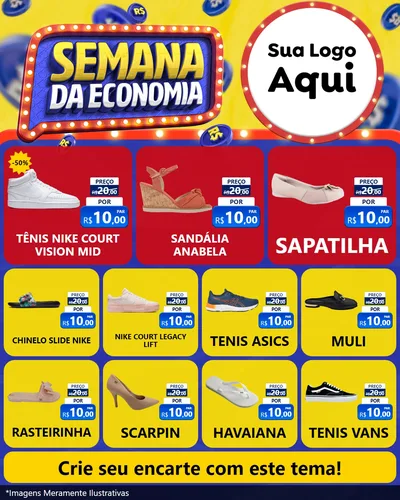 Modelo de Rede Social para Feed Instagram com o tema Semana da Economia para Calçados