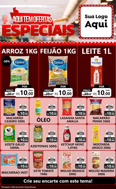 Modelo de Encarte para Encarte Grande com o tema Aqui Tem Ofertas Especiais para Supermercado