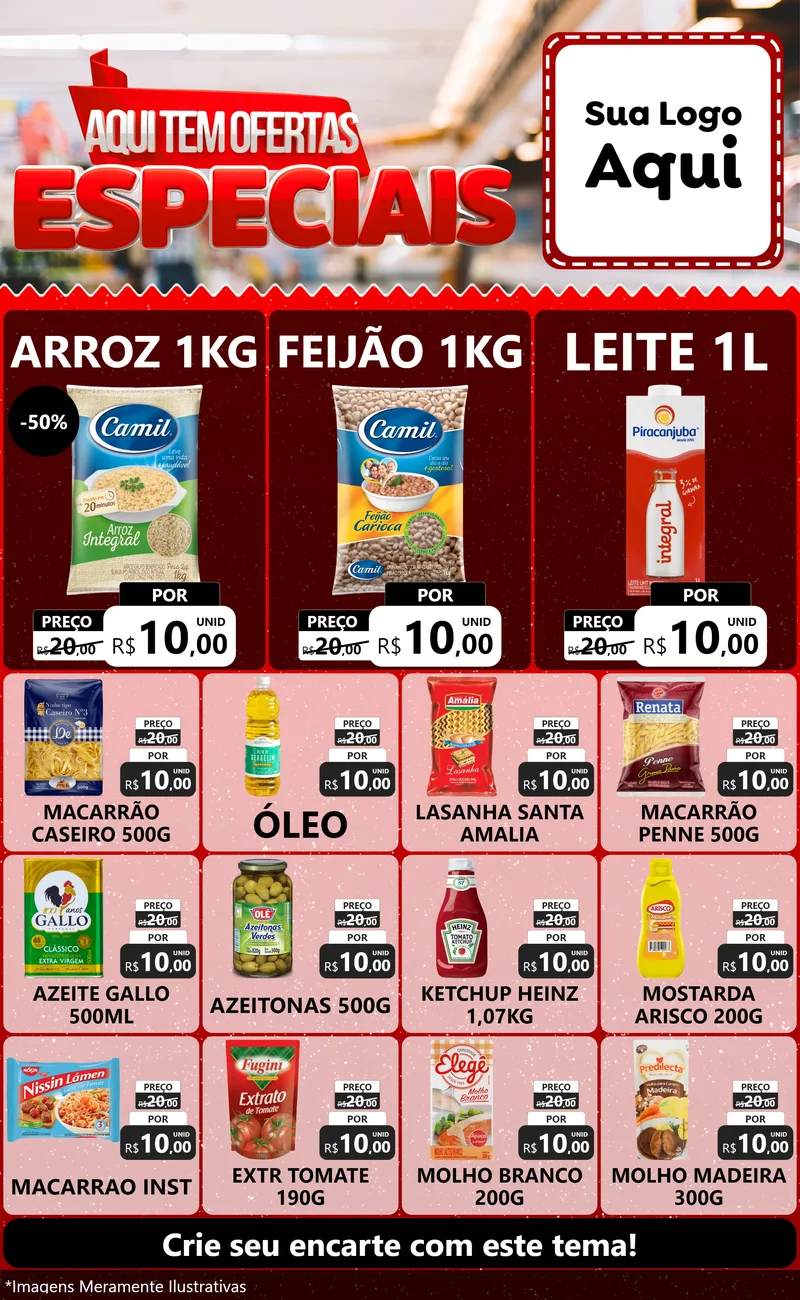 Modelo de Encarte para Encarte Grande com o tema Aqui Tem Ofertas Especiais para Supermercado