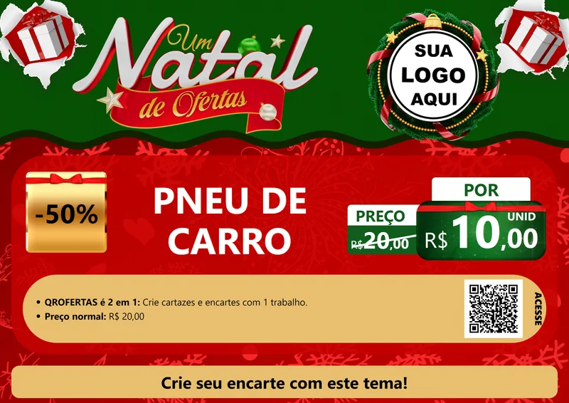 Modelo de Cartaz para Cartaz A4 Horizontal com o tema Um Natal de Ofertas para Auto peças