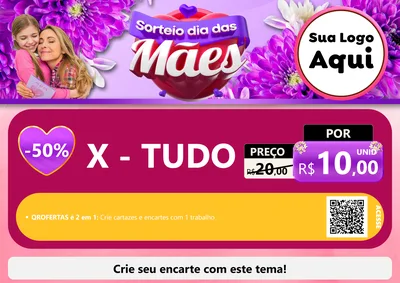 Modelo de Cartaz para Cartaz A4 Horizontal com o tema Sorteio Dia das Mães para Hamburgueria