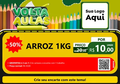 Modelo de Cartaz para Cartaz A4 Horizontal com o tema Volta às Aulas para Supermercado