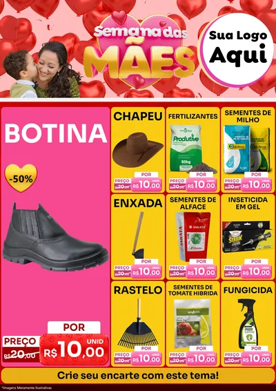 Modelo de Encarte para Encarte A4 Vertical com o tema Semana Das Mães para Agropecuária