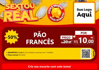 Modelo de Cartaz para Cartaz A4 Horizontal com o tema Sextou do Real para Padaria