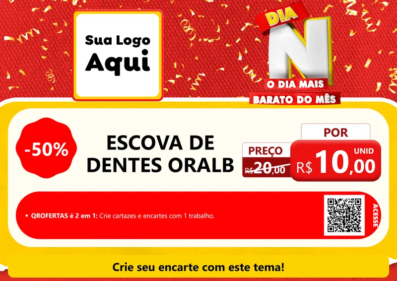 Modelo de Cartaz para Cartaz A4 Horizontal com o tema Dia N o Dia Mais Barato do Mês para Higiene Pessoal