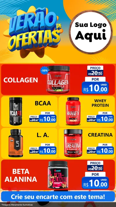 Modelo de TV para TV Vertical com o tema Verão de Ofertas para Suplementos alimentares